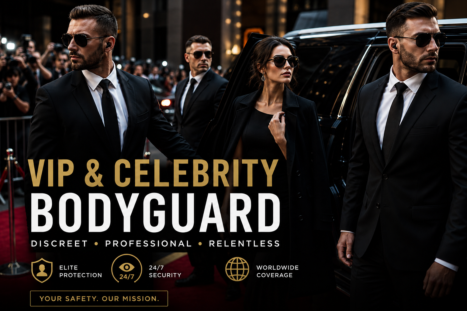 VIP bodyguard services Houston — Op6 celebrity protection detail at red-carpet arrival